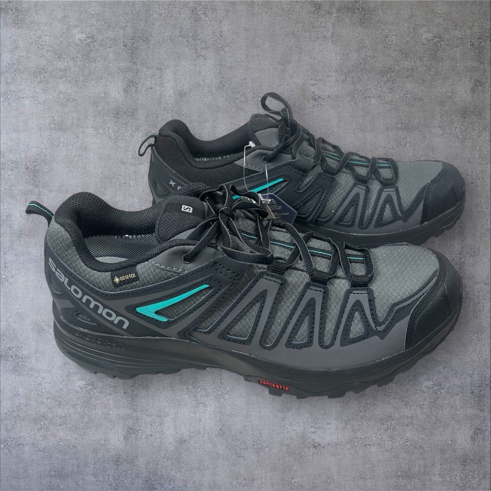 Salomon X Crest GTX Hiking Shoes Sneakers Womens 10.5 Magnetic Black Waterproof